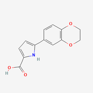 Chemical structure of 5-(2,3-Dihydrobenzo[b][1,4]dioxin-6-yl)-1H-pyrrole-2-carboxylic acid