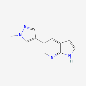 Chemical structure of 5-(1-Methyl-1H-pyrazol-4-yl)-1H-pyrrolo[2,3-b]pyridine
