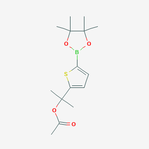 Chemical structure of 5-(1-Methyl-1-acetoxyethyl)thiophene-2-boronic acid pinacol ester