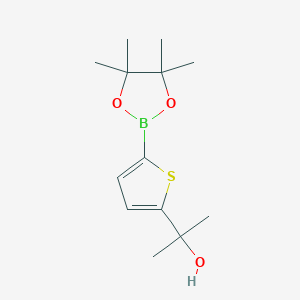 Chemical structure of 5-(1-Hydroxy-1-methylethyl)thiophene-2-boronic acid pinacol ester