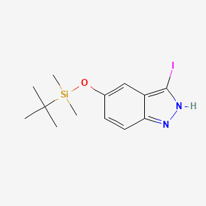 Chemical structure of 5-((tert-Butyldimethylsilyl)oxy)-3-iodo-1H-indazole