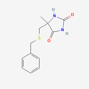 Chemical structure of 5-((Benzylthio)methyl)-5-methylimidazolidine-2,4-dione