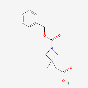 Chemical structure of 5-((BENZYLOXY)CARBONYL)-5-AZASPIRO[2.3]HEXANE-1-CARBOXYLIC ACID