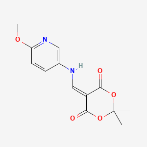 Chemical structure of 5-(((6-Methoxypyridin-3-yl)amino)methylene)-2,2-dimethyl-1,3-dioxane-4,6-dione