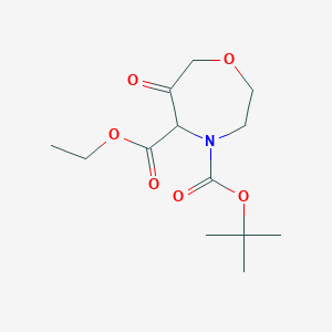 Chemical structure of 4-tert-Butyl 5-ethyl 6-oxo-1,4-oxazepane-4,5-dicarboxylate