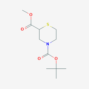 Chemical structure of 4-tert-Butyl 2-methyl thiomorpholine-2,4-dicarboxylate