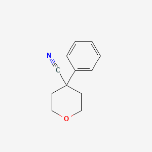 Chemical structure of 4-phenyltetrahydro-2H-pyran-4-carbonitrile