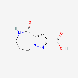 Chemical structure of 4-Oxo-5,6,7,8-tetrahydro-4H-pyrazolo[1,5-a][1,4]diazepine-2-carboxylic acid