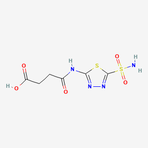 Chemical structure of 4-Oxo-4-((5-sulfamoyl-1,3,4-thiadiazol-2-yl)amino)butanoic acid