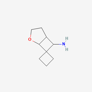 Chemical structure of 4-oxaspiro[bicyclo[3.2.0]heptane-6,1'-cyclobutane]-7-amine