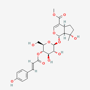 Chemical structure of 4'-O-trans-p-Coumaroylmussaenoside