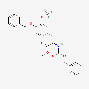 Chemical structure of 4-O-Benzyl-N-[(benzyloxy)carbonyl]-3-O-methyl-L-DOPA-d3 Methyl Ester