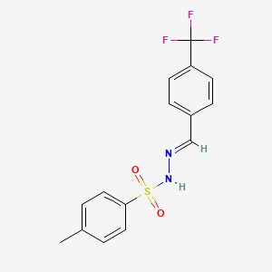 Chemical structure of 4-methyl-N'-(4- (trifluoromethyl)benzylidene)benzenesulfonohydrazide
