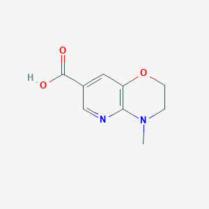 Chemical structure of 4-Methyl-3,4-dihydro-2H-pyrido[3,2-b][1,4]oxazine-7-carboxylic acid