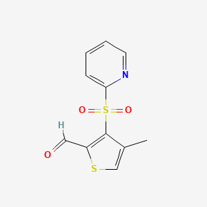 Chemical structure of 4-Methyl-3-(pyridin-2-ylsulfonyl)thiophene-2-carbaldehyde