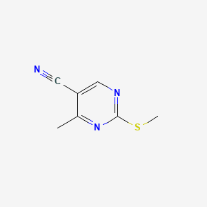 Chemical structure of 4-Methyl-2-(methylthio)-5-pyrimidinecarbonitrile
