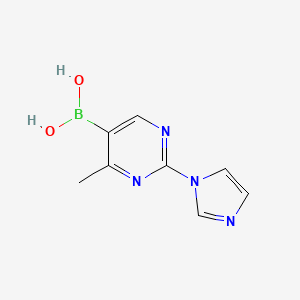 Chemical structure of 4-Methyl-2-(imidazol-1-yl)pyrimidine-5-boronic acid