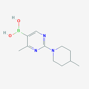 Chemical structure of 4-Methyl-2-(4-methylpiperidino)pyrimidine-5-boronic acid