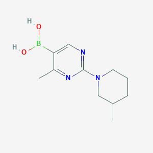 Chemical structure of 4-Methyl-2-(3-methylpiperidino)pyrimidine-5-boronic acid