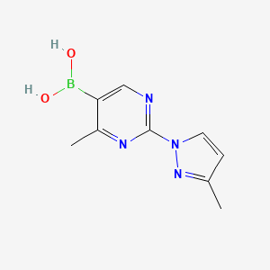 Chemical structure of 4-Methyl-2-(3-methyl-1H-pyrazol-1-yl)pyrimidine-5-boronic acid