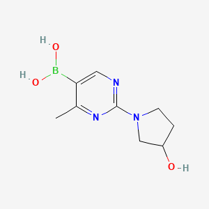 Chemical structure of 4-Methyl-2-(3-hydroxypyrrolidino)pyrimidine-5-boronic acid