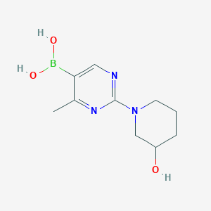 Chemical structure of 4-Methyl-2-(3-hydroxypiperidino)pyrimidine-5-boronic acid