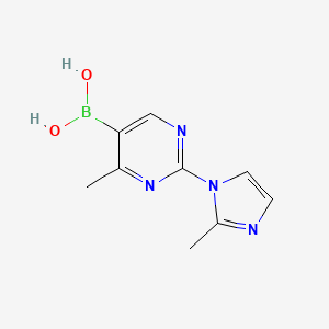 Chemical structure of 4-Methyl-2-(2-methylimidazol-1-yl)pyrimidine-5-boronic acid