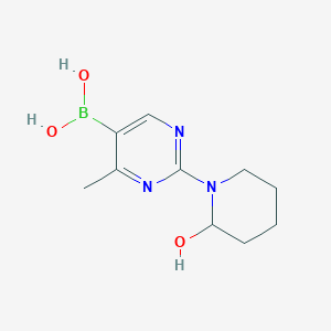 Chemical structure of 4-Methyl-2-(2-hydroxypiperidino)pyrimidine-5-boronic acid