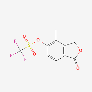 Chemical structure of 4-Methyl-1-oxo-1,3-dihydroisobenzofuran-5-yl trifluoromethanesulfonate