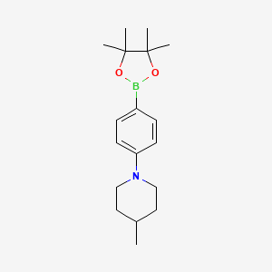 Chemical structure of 4-Methyl-1-(4-(4,4,5,5-tetramethyl-1,3, 2-dioxaborolan-2-yl)phenyl)piperidine