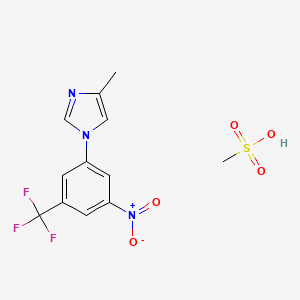 Chemical structure of 4-Methyl-1-(3-nitro-5-(trifluoromethyl)phenyl)-1H-imidazole methanesulfonate