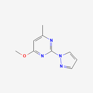 Chemical structure of 4-Methoxy-6-methyl-2-pyrazol-1-ylpyrimidine