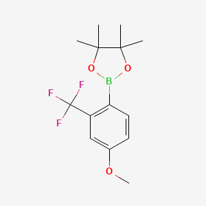 Chemical structure of 4-Methoxy-2-(trifluoromethyl)phenylboronic Acid Pinacol Ester