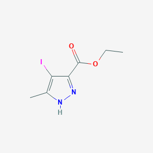 Chemical structure of ethyl 4-iodo-5-methyl-1H-pyrazole-3-carboxylate