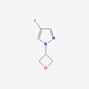 Chemical structure of 4-Iodo-1-(oxetan-3-yl)-1H-pyrazole