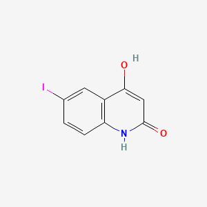 Chemical structure of 4-Hydroxy-6-iodo-2-quinolinone