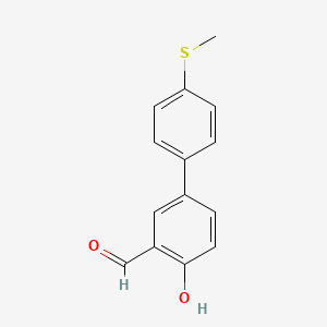 Chemical structure of 4-Hydroxy-4'-(methylthio)[1,1'-biphenyl]-3-carboxaldehyde
