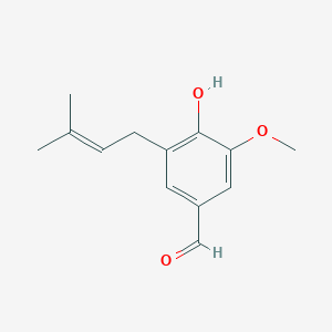 Chemical structure of 4-Hydroxy-3-methoxy-5-(3-methyl-2-buten-1-yl)benzaldehyde