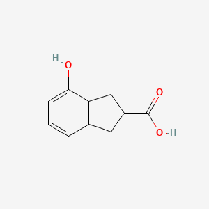 Chemical structure of 4-Hydroxy-2,3-dihydro-1H-indene-2-carboxylic acid