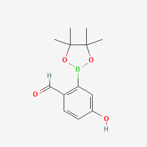 Chemical structure of 4-hydroxy-2-(4,4,5,5-tetraMethyl-1,3,2-dioxaborolan-2-yl)benzaldehyde