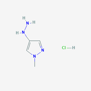 Chemical structure of 4-Hydrazinyl-1-methyl-1H-pyrazole hydrochloride