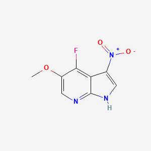 Chemical structure of 4-fluoro-5-methoxy-3-nitro-1H-pyrrolo[2,3-b]pyridine