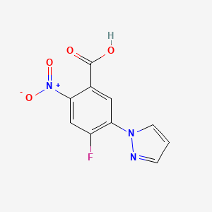 Chemical structure of 4-Fluoro-5-(1-pyrazolyl)-2-nitrobenzoic Acid