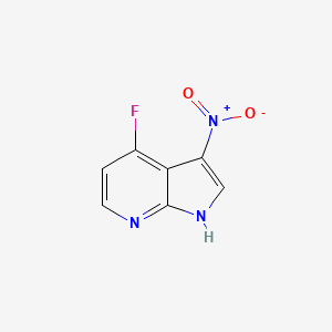 Chemical structure of 4-Fluoro-3-nitro-1H-pyrrolo[2,3-b]pyridine