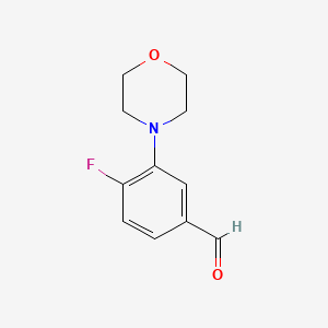 Chemical structure of 4-Fluoro-3-morpholinobenzaldehyde