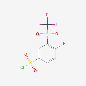 Chemical structure of 4-Fluoro-3-(trifluoromethylsulfonyl)benzenesulfonyl Chloride