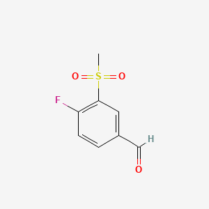 Chemical structure of 4-Fluoro-3-(methylsulfonyl)benzaldehyde