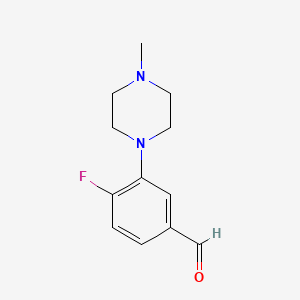 Chemical structure of 4-Fluoro-3-(4-methyl-1-piperazinyl)benzaldehyde