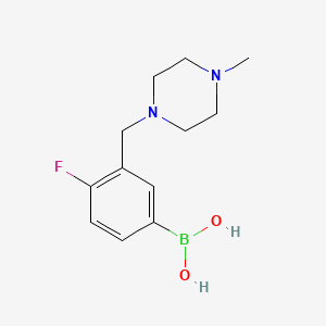Chemical structure of 4-Fluoro-3-((4-methylpiperazin-1-yl)methyl)phenylboronic acid