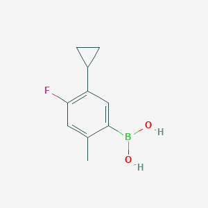 Chemical structure of 4-Fluoro-2-methyl-5-cyclopropylphenylboronic acid